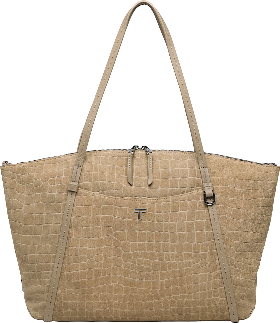 TUMI Voyageur Leather Q Tote in Wheat Croc Suede
