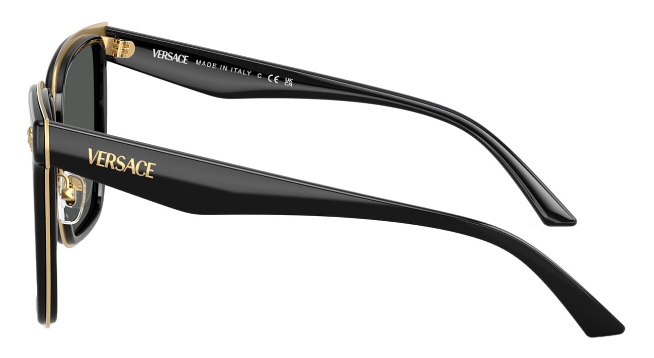 Versace VE2278D XXL Oversized Sunglasses, Black/Gold