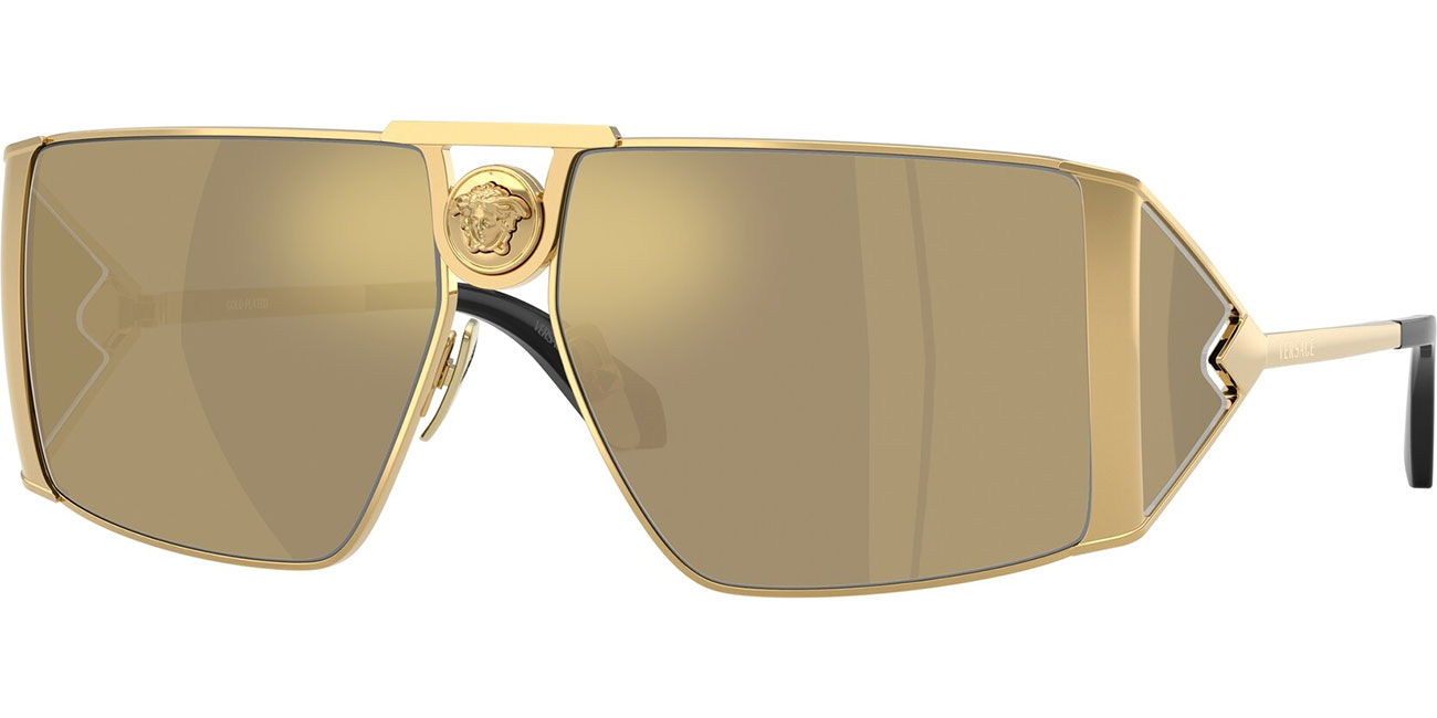 Versace Man Sunglass VE2305K - Frame color: Gold Plated, Lens color: Clear Mirror Real Yellow Gold