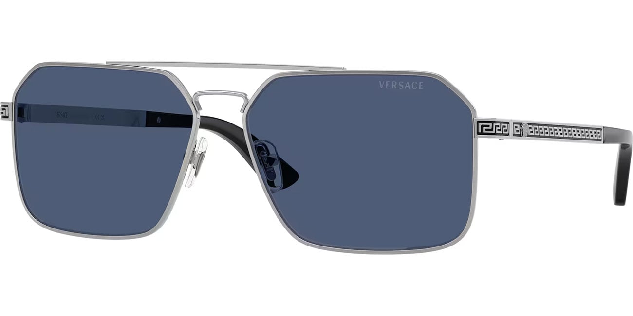Versace Man Sunglass VE2306 - Frame color: Silver Versace, Lens color: Dark Blue