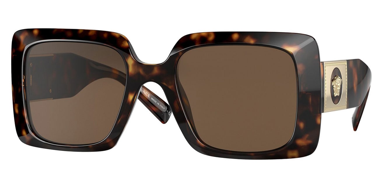 Versace 4384-R Dark Havana Tortoise Medusa Crystal Square Sunglasses 54mm Italy Versace Men Havana Classic Square w/ Greca Temples  main image 2
