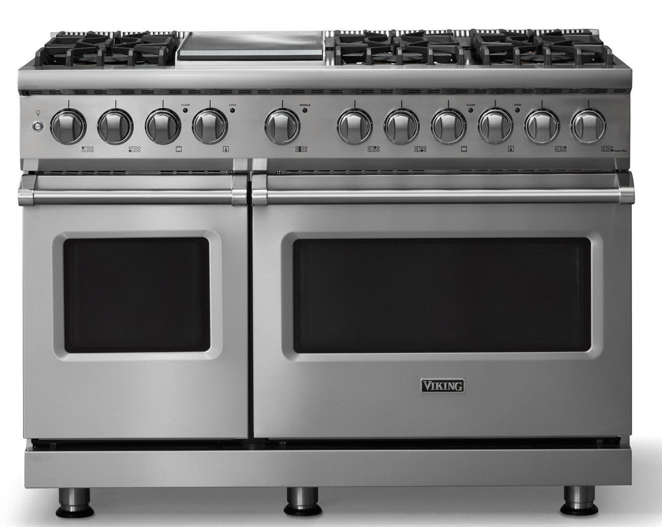 Viking 5 Series Dual Fuel Range With 6 Burners And Griddle 48-Inch In Stainless Steel With Polished Chrome