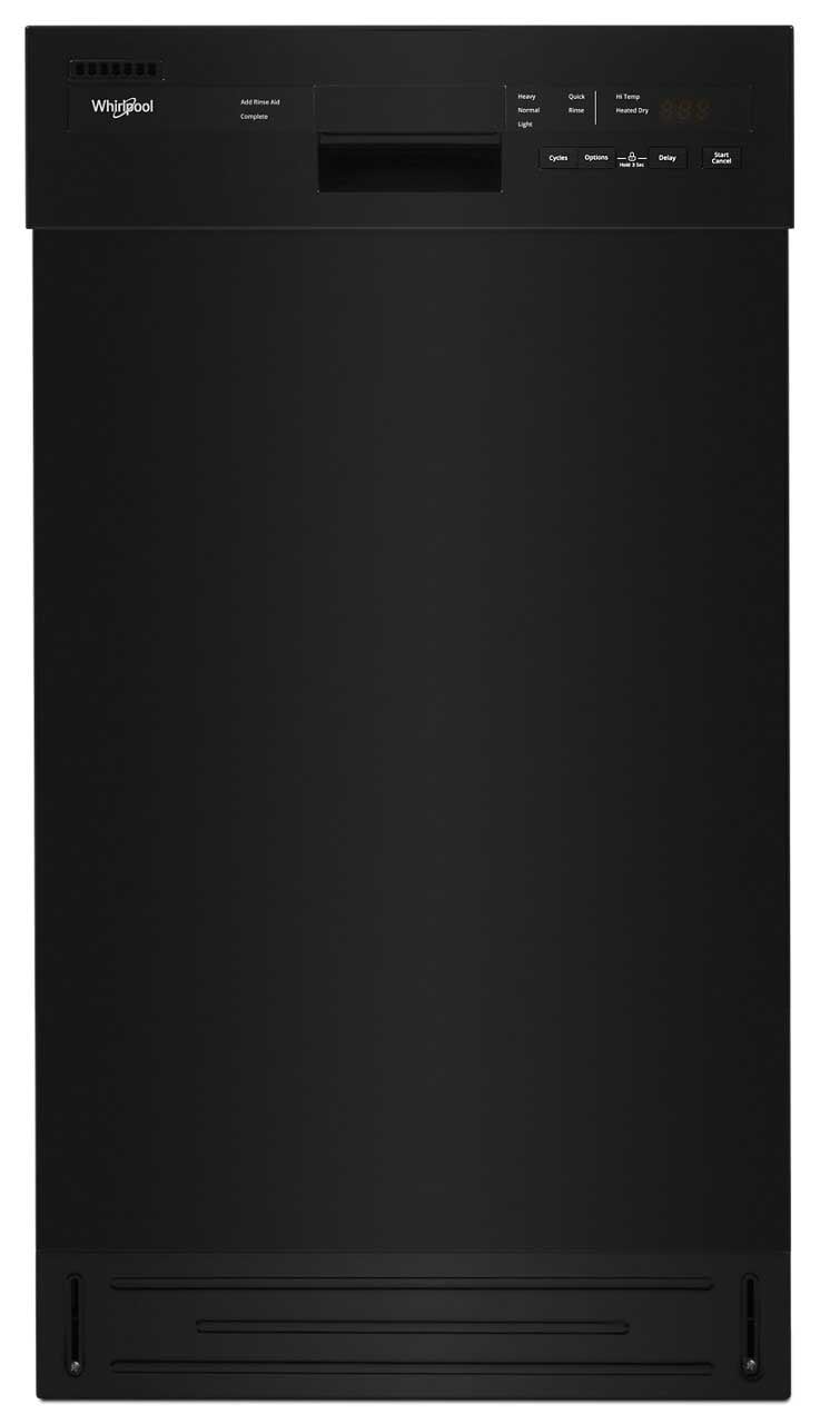 Whirlpool Compact Built-In Dishwasher with Stainless Steel Tub 18-Inch in Black