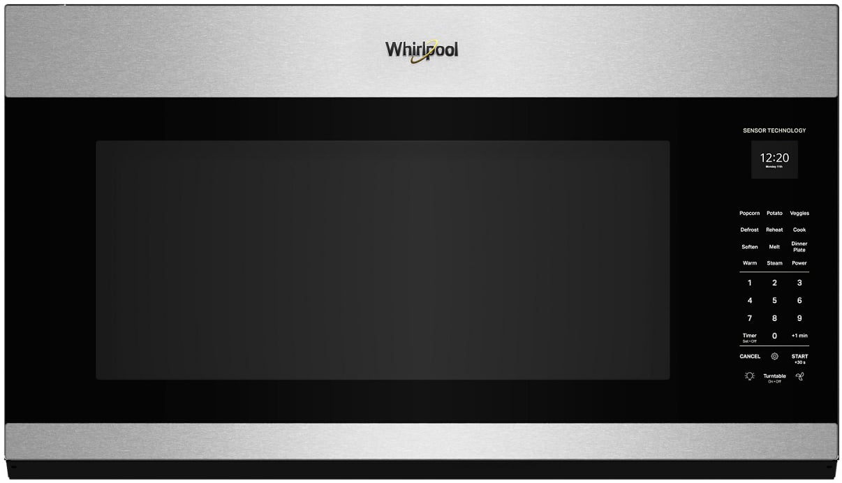 Whirlpool WMMS5630TZ Over the Range Microwave with 2.1 cu. ft. Capacity, 1000 Watts Cooking Power, 4-Speed 400 CFM Vent, Sensor Cooking Technology and AccuPop (Fingerprint Resistant Stainless Steel)