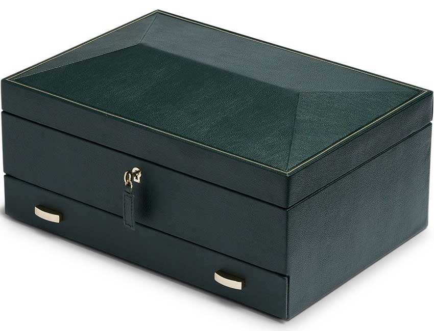 WOLF 1834 British Racing 10 Piece Watch Box with Storage in Green