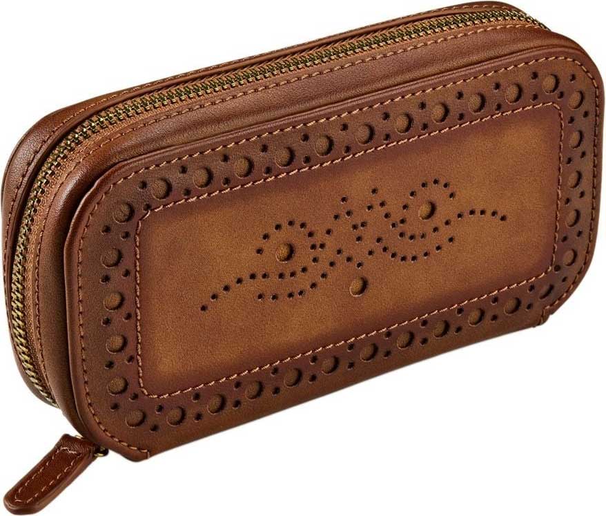 WOLF 1834 Brogue 2 Piece Watch Zip Case Burnished Brown - 443406