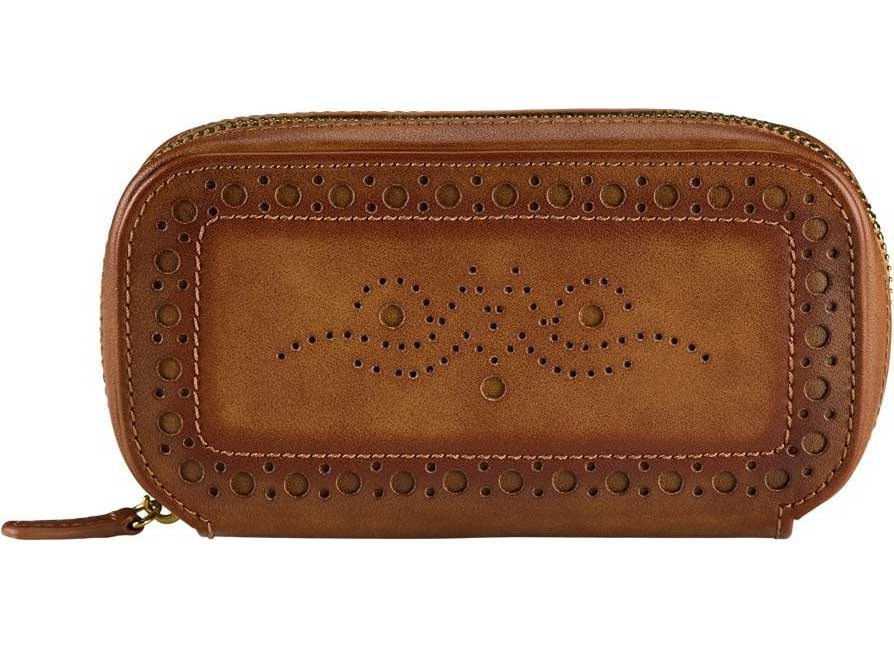 【Omph】 レザーウォレット WOLF 1834 Brogue 2 Piece Watch Zip Case Burnished Brown - 443406
