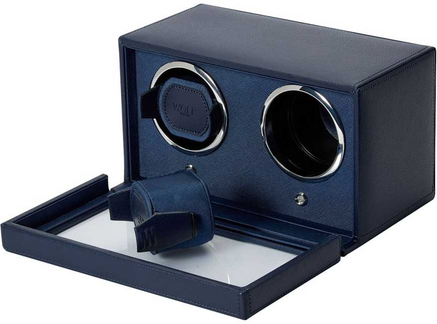 WOLF 1834 Philipp 2 Piece Watch Zip Case in Navy - 461217-N