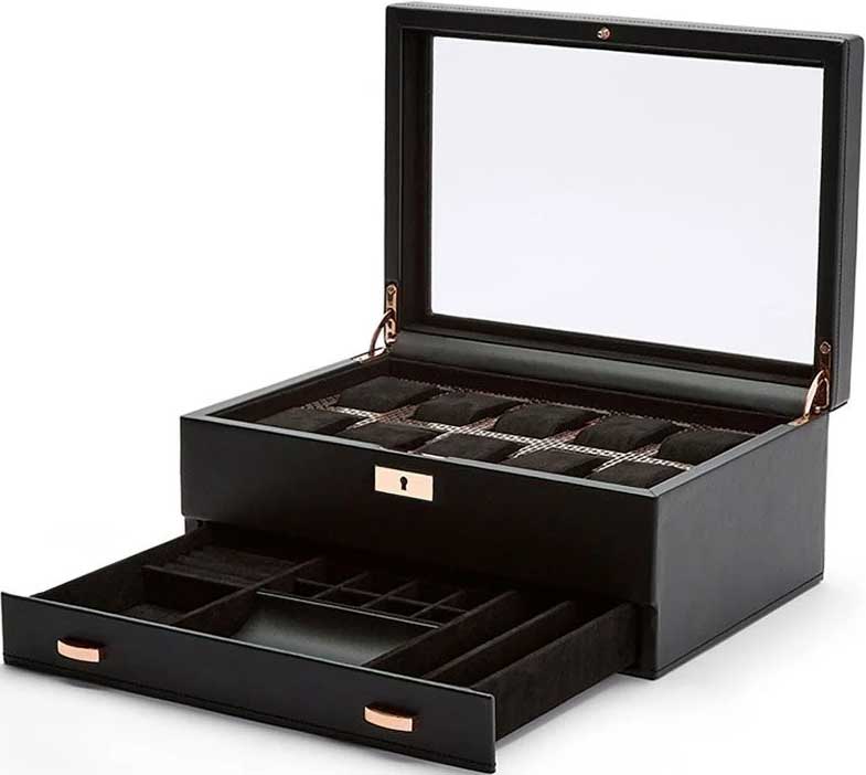 WOLF 1834 Axis 10 Piece Watch Box with Drawer in Copper - 488216