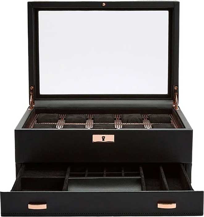 WOLF 1834 Axis 10 Piece Watch Box with Drawer in Copper - 488216