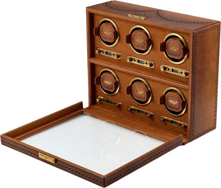 WOLF 1834 Brogue 6P Watch Winder in Burnished Brn - 440606-B