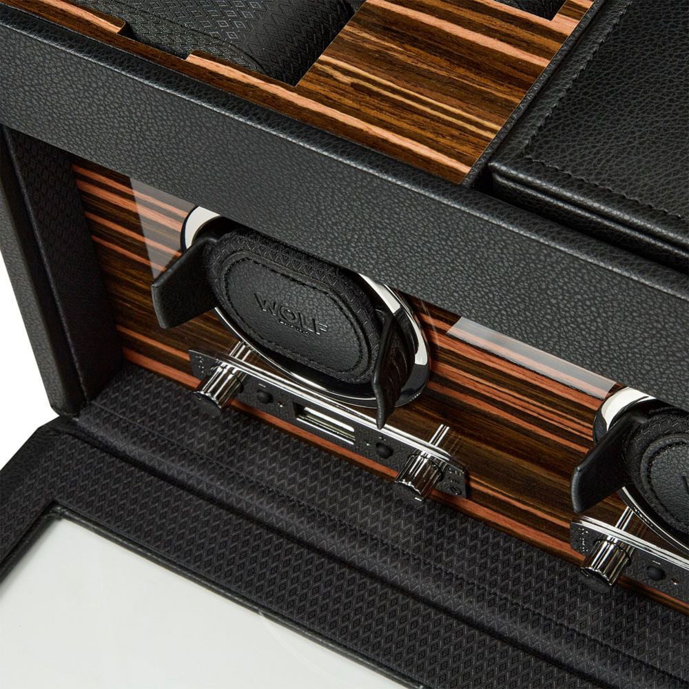Wolf 1834 Roadster Double Watch Winder with Storage in Black 457256