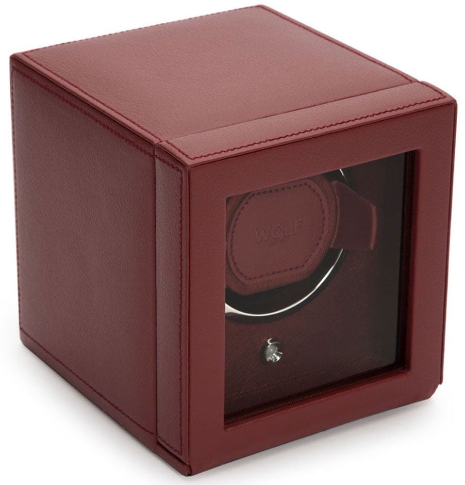 Wolf 1834 Cub Single Watch Winder with Cover in Bordeaux