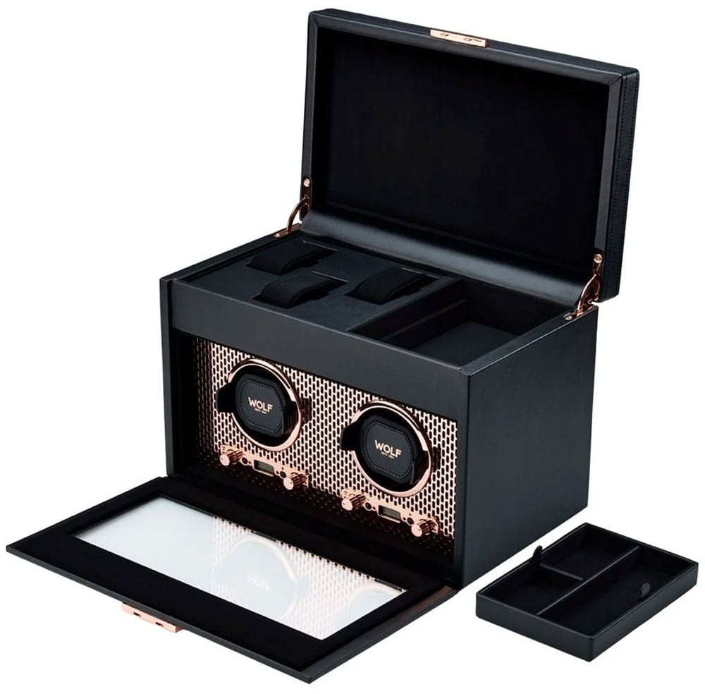 Wolf 1834 Axis Double Watch Winder With Storage in Copper