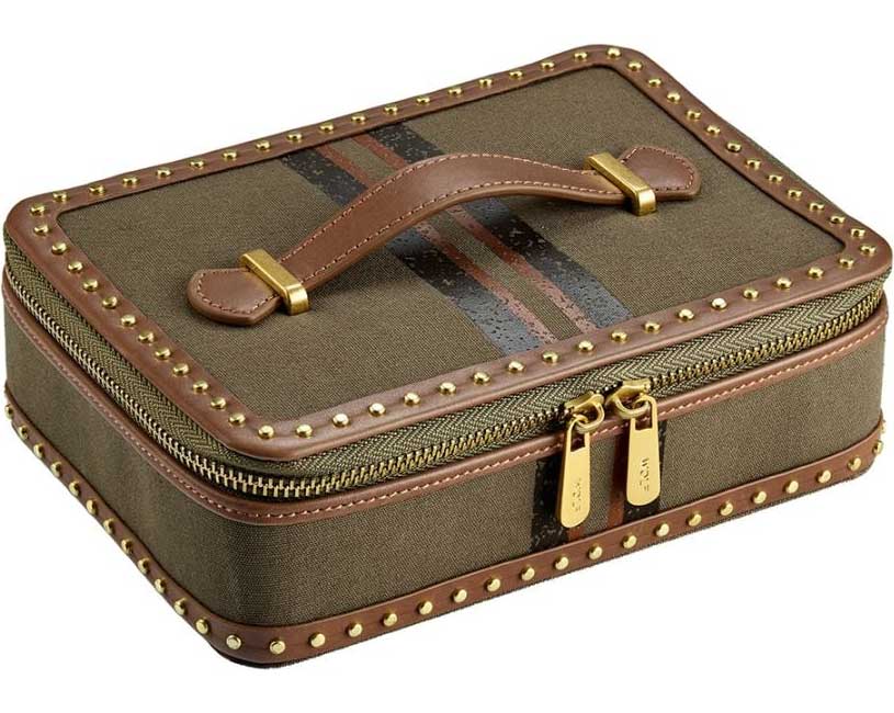 WOLF 1834 Ida Travel Zip Jewelry Case in Khaki - 190042