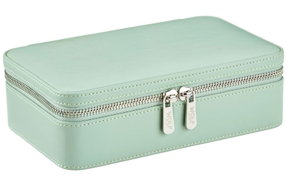 WOLF 1834 X LIBERTY Julia Interior Print Jewelry Zip Case - Medium - in Sage Green