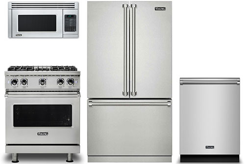 Viking 3 Series 36 Stainless Steel FrenchDoor Bottom Freezer Refrigerator Kitchen Package