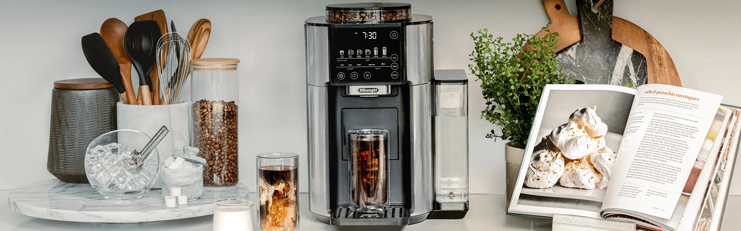 Espresso machine sitting on kitchen counter.