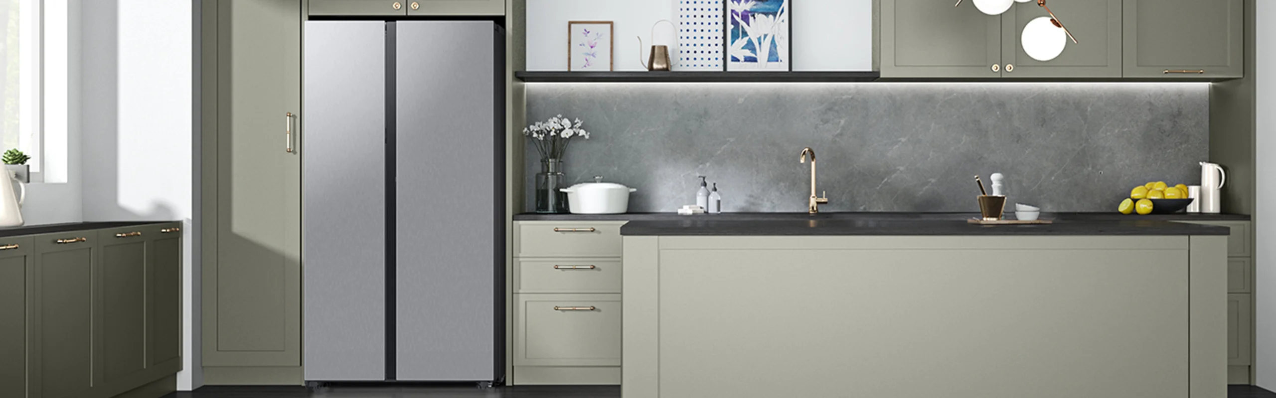 Silver refrigerator