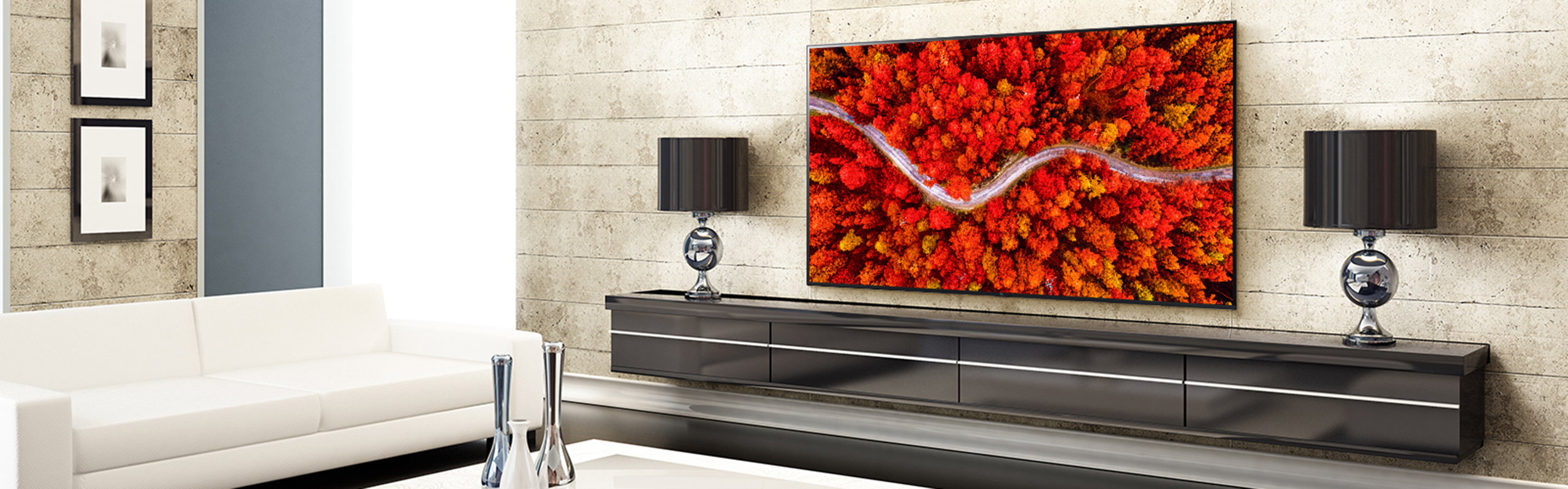 Tv mounted on the wall