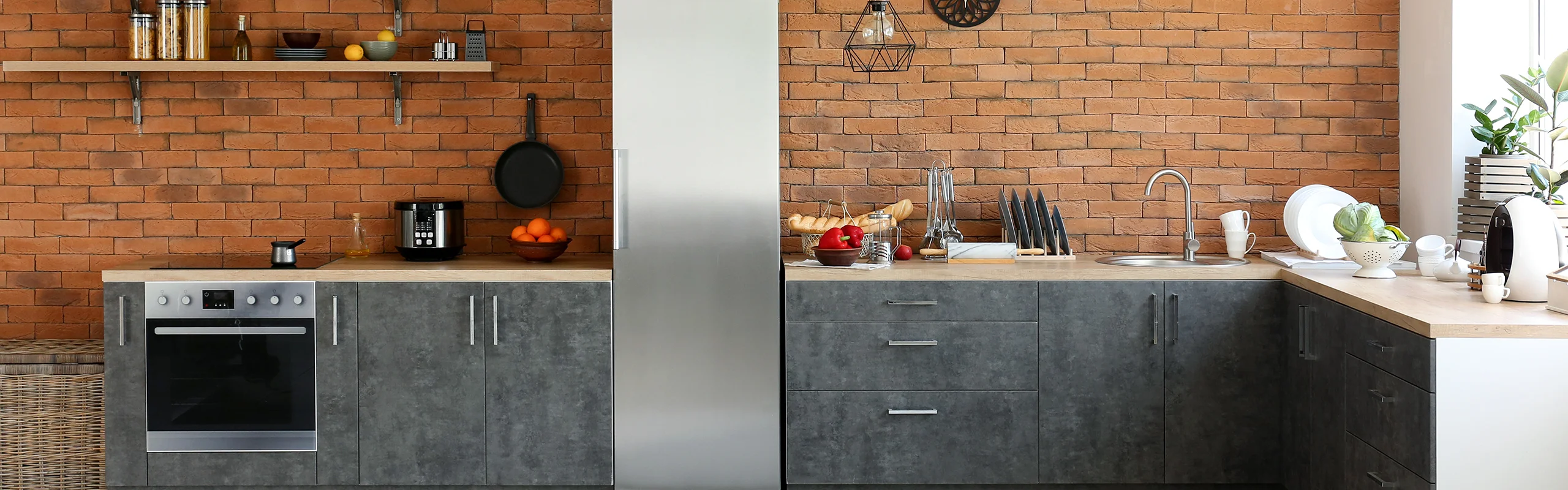 Stainless steel refrigerator in modern kitchen