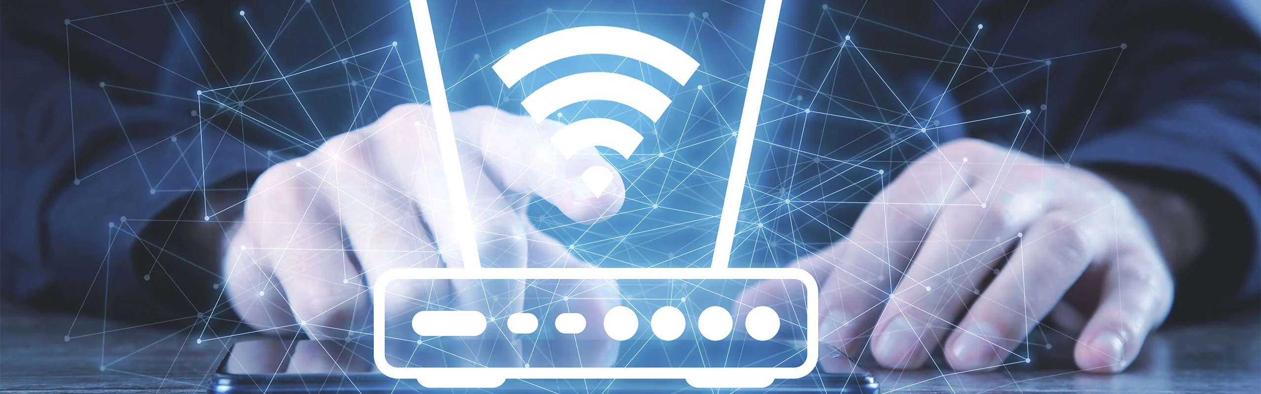 Picture of modem with Wi-Fi signal above