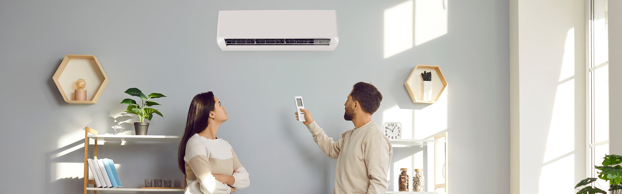 Couple increasing temperature with remote