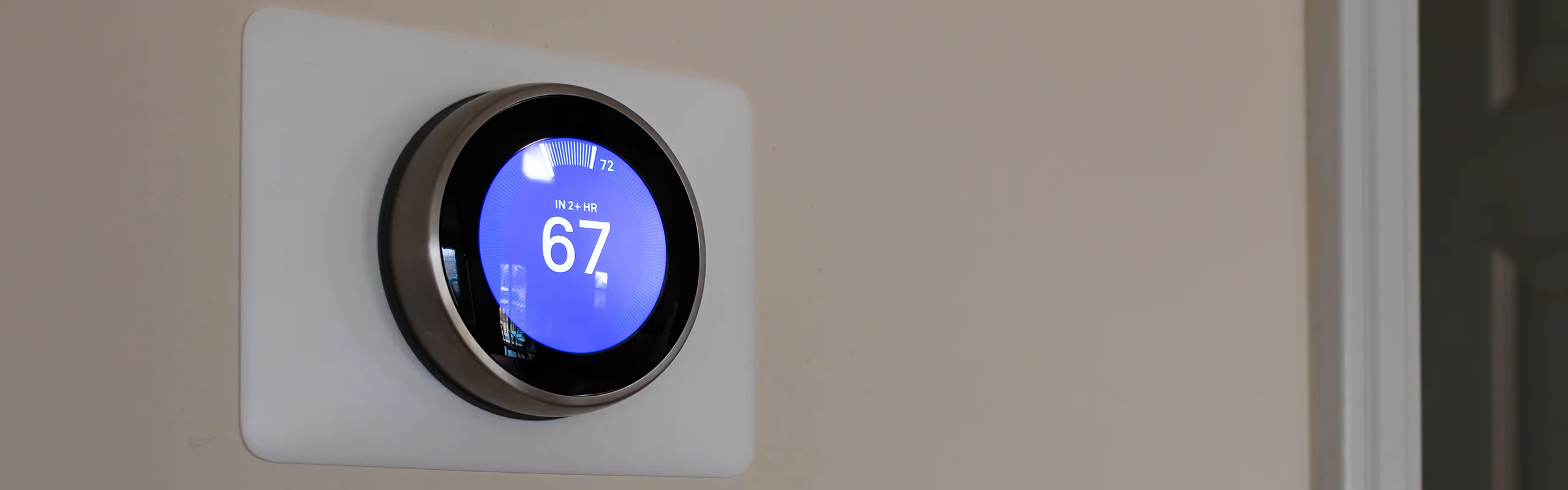 Thermostat showing 67 degrees