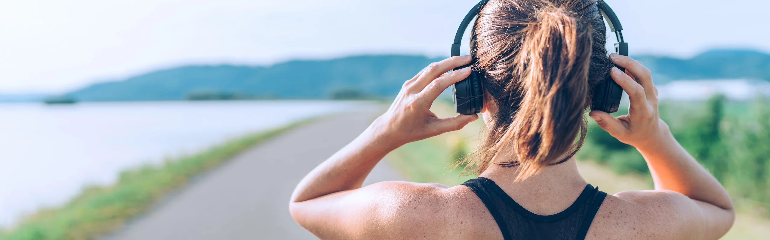 Woman wearing headphones