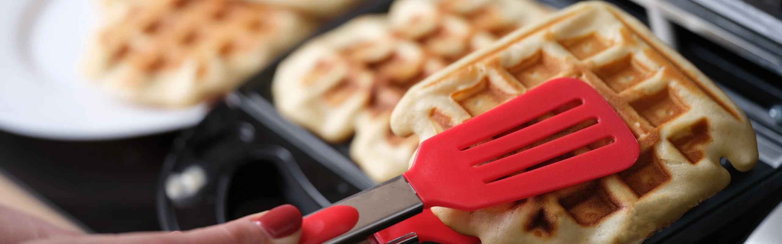 Waffle with red spatula