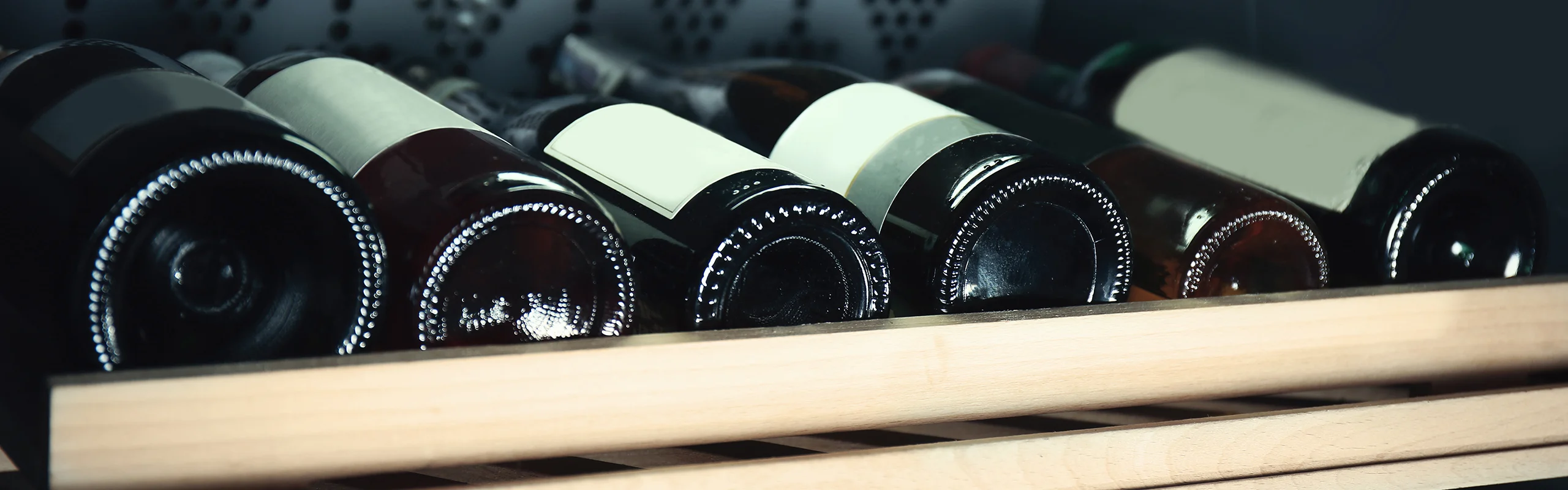 Bottles of wine stored on their side